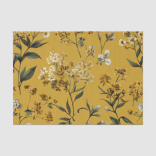 Rustic Yellow Botanical Bold Vintage Boho Floral Tissue Paper