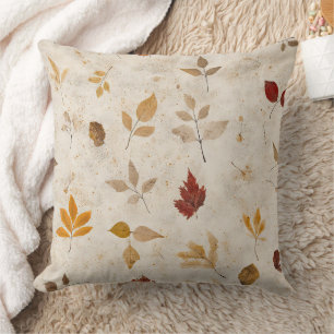 Rustic Yellow-Brown Leaves with Vintage Fall Vibes Cushion
