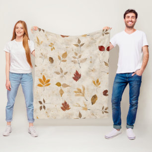 Rustic Yellow-Brown Leaves with Vintage Fall Vibes Fleece Blanket