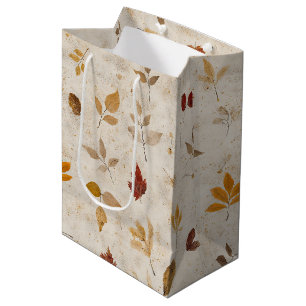 Rustic Yellow-Brown Leaves with Vintage Fall Vibes Medium Gift Bag