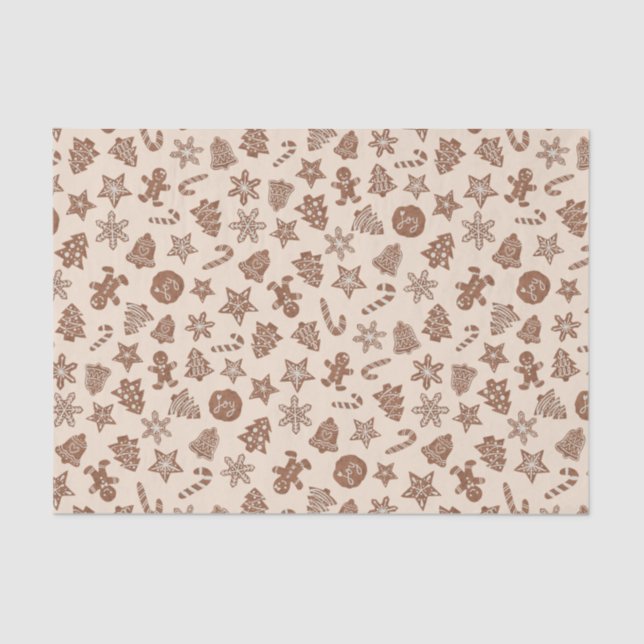 Rustic Yellow Christmas Cookies Pattern Tissue Paper (Front)