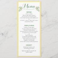Rustic Yellow Cutlery Rehearsal Dinner Menu Card