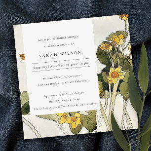 Rustic Yellow Daffodil Floral Bridal Shower Invite
