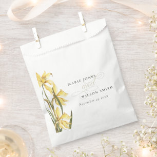 Rustic Yellow Daffodil Floral Watercolor Wedding Favour Bag