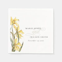 Rustic Yellow Daffodil Floral Watercolor Wedding