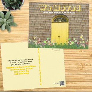 Rustic Yellow Doors Flowers We Moved Announcement Postcard