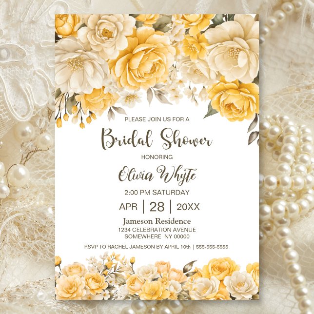 Rustic Yellow Floral Bridal Shower Invitation (Creator Uploaded)