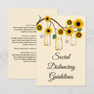 Rustic Yellow Flowers Mason Jar Safety Measures Enclosure Card