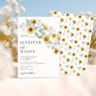 Rustic Yellow Flowers Sunflower Garden Wedding Invitation