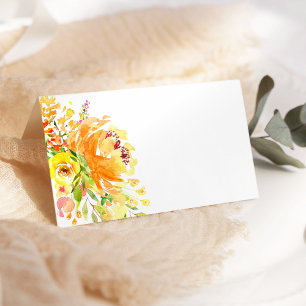 Rustic Yellow Flowers Watercolor Wedding Place Card