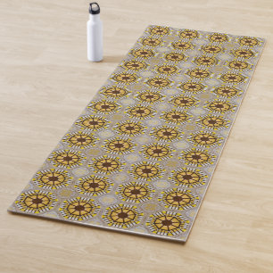 Rustic yellow geometric octagonal pattern yoga mat