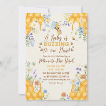Rustic yellow honeyBee floral baby shower