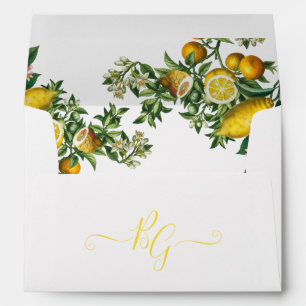 Rustic Yellow Lemon Foliage 5x7 Wedding Invitation Envelope