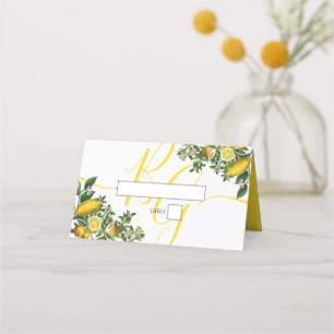Rustic Yellow Lemon & Foliage Greenery Wedding Place Card