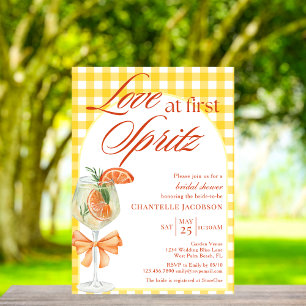 Rustic Yellow Love At First Spritz Bridal Shower  Invitation