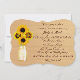 Rustic Yellow Mason Jar Rehearsal Dinner Invite