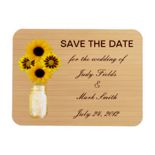 Rustic Yellow Mason Jar Save The Date Magnet