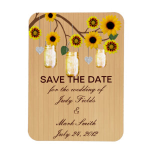 Rustic Yellow Mason Jars Save The Date Magnet