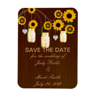 Rustic Yellow Mason Jars Save The Date Magnet