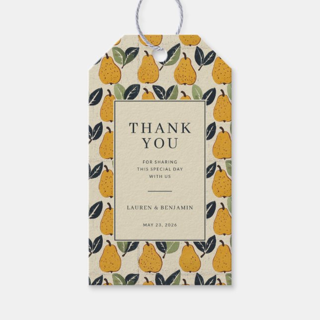 Rustic Yellow Pear Motions Gift Tags (Front)