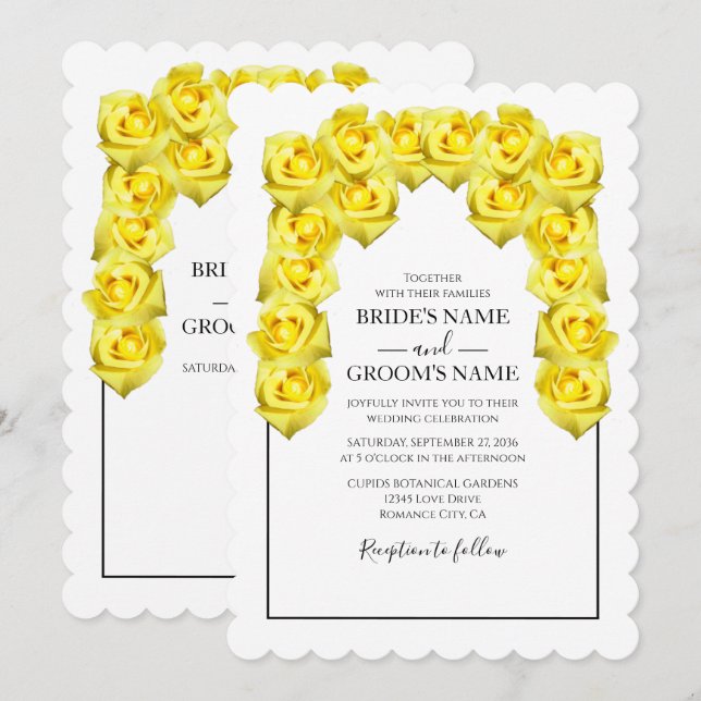 Rustic Yellow Roses Wedding Invitations (Front/Back)