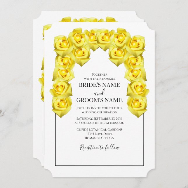 Rustic Yellow Roses Wedding Invitations (Front/Back)