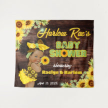 Rustic Yellow Sunflower Baby Shower Baby Girl