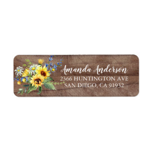 Rustic Yellow Sunflower Bridal Shower Labels