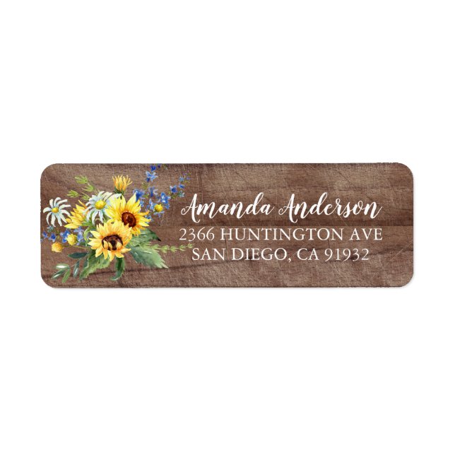 Rustic Yellow Sunflower Bridal Shower Labels (Front)