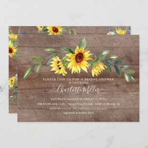 Rustic Yellow Sunflower Floral Bridal Shower Invitation