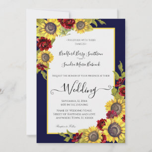 Rustic Yellow Sunflower  Floral Wedding invitation
