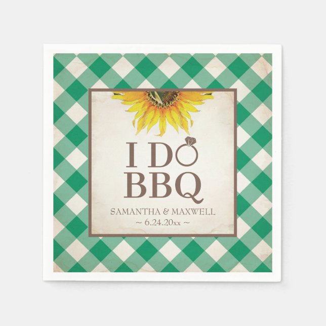 Rustic Yellow Sunflower I Do BBQ Napkin (Front)