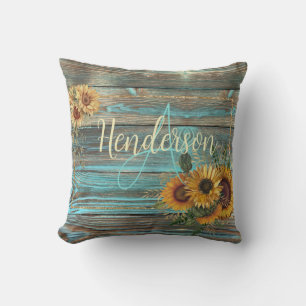 Rustic Yellow Sunflower Name  Cushion