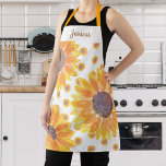 Rustic Yellow Sunflower Name Monogram Apron<br><div class="desc">This charming apron is decorated with watercolor sunflowers in shades of yellow.
Perfect for a sunflower lover!
Personalise this apron with a name or a monogram.
Original Watercolor © Michele Davies.</div>