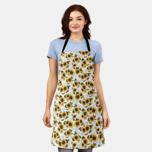 Rustic Yellow Sunflower Pattern Apron