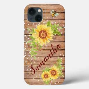 Rustic Yellow Sunflower Personalised iPhone 13 Case