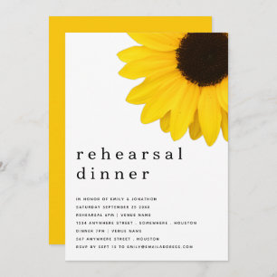 Rustic Yellow Sunflower Rehearsal Dinner Invitation