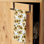 Rustic Yellow Sunflower Tea Towel<br><div class="desc">Rustic floral kitchen towel for the fall season featuring watercolor illustration of yellow sunflowers with baby's breath.</div>