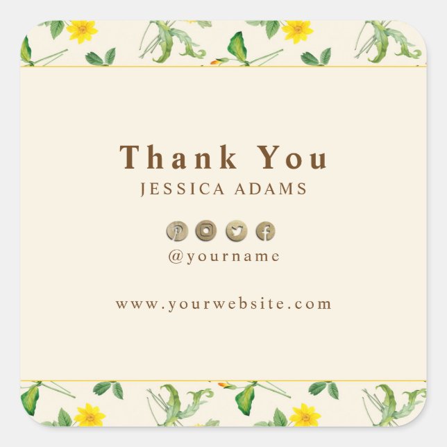 Rustic Yellow Sunflower Watercolor Sticker (Front)