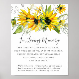 Rustic Yellow Sunflower Wedding Memorial Sign