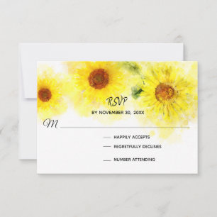 *~* Rustic Yellow Sunflower Wedding RSVP Card