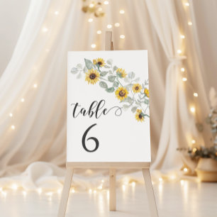 Rustic Yellow Sunflowers Wedding Table Numbers