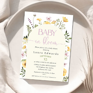 Rustic Yellow Wildflower Baby in Bloom Baby Shower Invitation