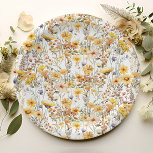 Rustic Yellow Wildflower Party Paper Plate