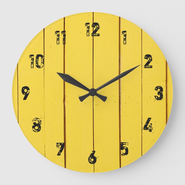 Rustic Yellow Wood Planks Large Clock (Front)