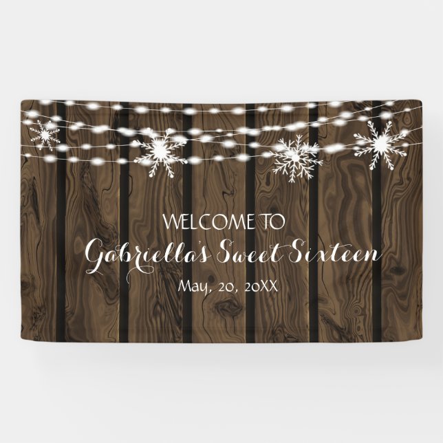 Rustic Yet Dreamy Winter Sweet Sixteen Banner (Horizontal)