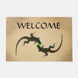 Rustic Yin Yang Lizards Doormat