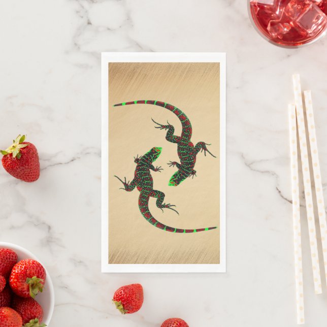 Rustic Yin Yang Lizards Napkin (Insitu)