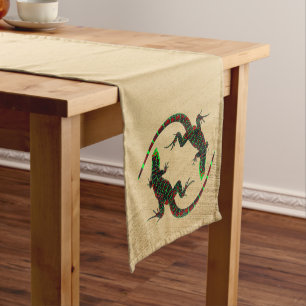 Rustic Yin Yang Lizards Short Table Runner