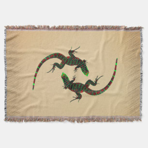 Rustic Yin Yang Lizards Throw Blanket